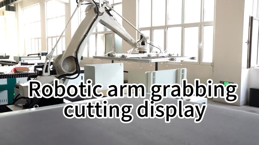 Robotic arm grabbing and CNC corrugated cutting